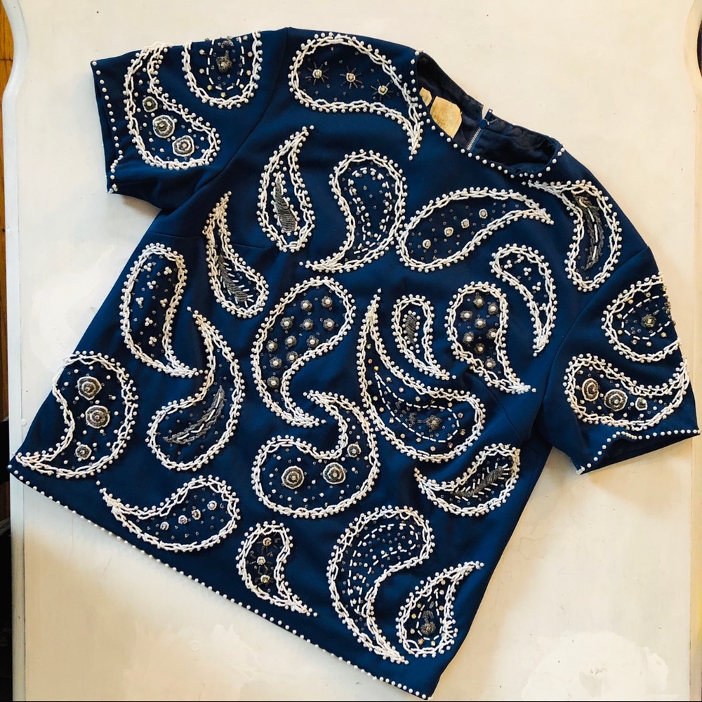 Vintage stunner ! beaded silk top